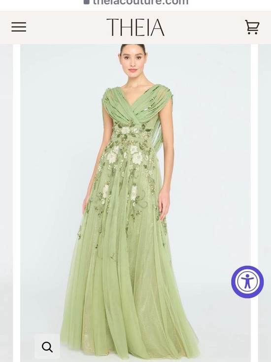 Theia Dresses & Skirts - THEIA Light Sage Green Embellished Tulle Maxi Gown